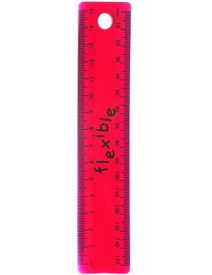 Helix Tinted Flexi Ruler 15cm - Red
